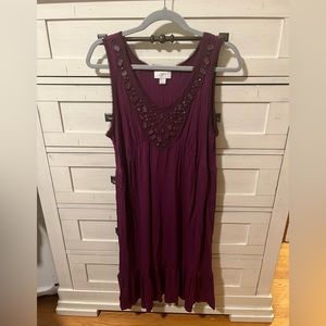 Ann Taylor Loft purple Sleeveless Beaded Tank Dress - L